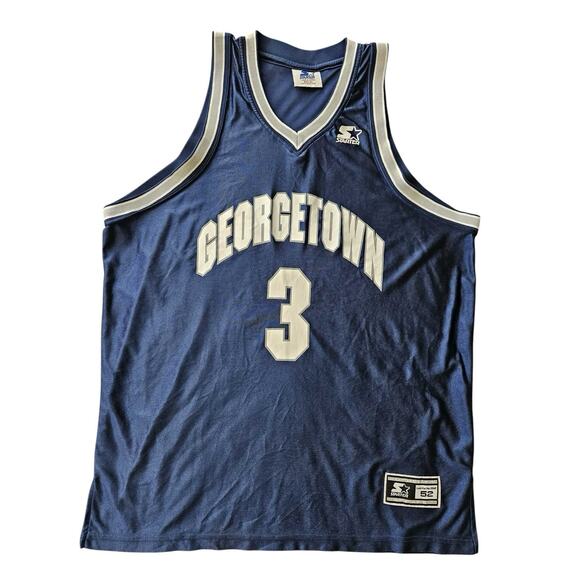 Vintage Starter Georgetown Hoyas #3 Jersey Blue Size 52 XL Made in Korea - Picture 1 of 4